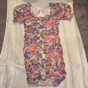 Storia Floral Mini Dress - Pink, Orange, Blue